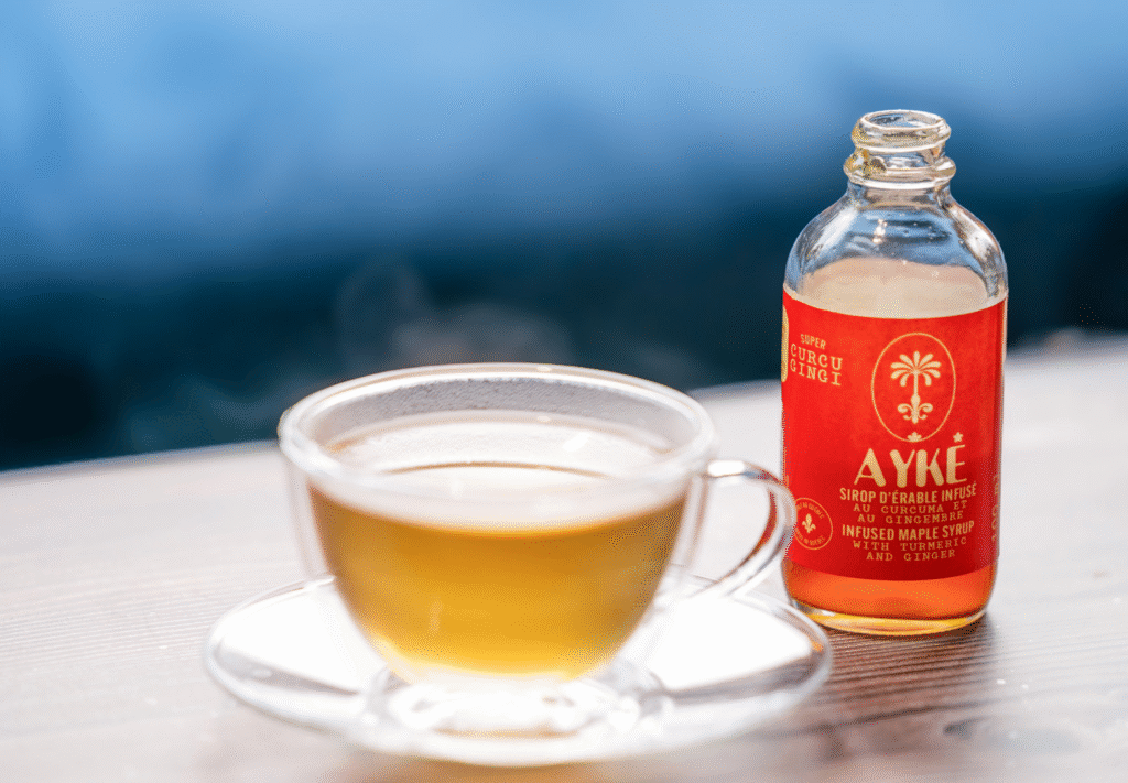 Ayké sirop d'érable influsé au gingembre et curcuma québec grade a ambré recettes érable