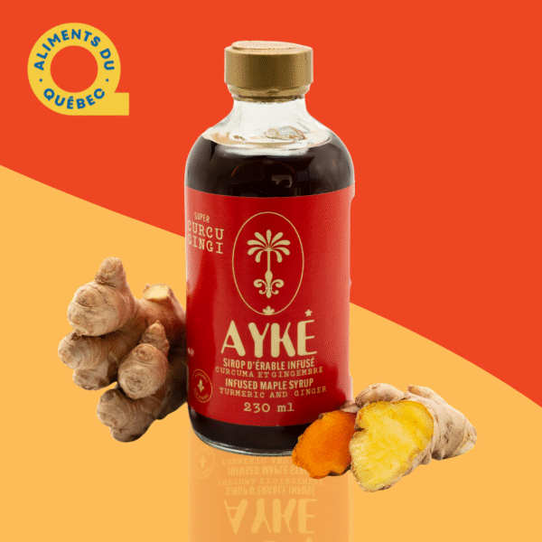 Sirop d'érable ambré grade A Ayké Curcuma Gingembre Curcu Gingi Aliments du Québec